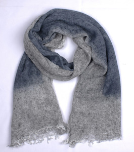 Fashion Scarves: Two Tone Wool Blend Scarf - Navy