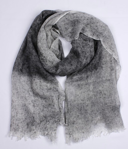 Fashion Scarves: Two Tone Wool Blend Scarf - Black