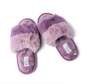 Fashion Footwear: Cotton Candy Puff Slippers - Grape