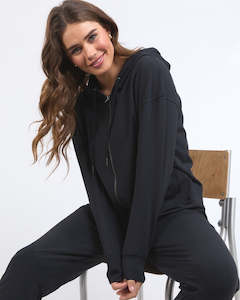 Fashion Hoodies: Alexis Zip Hoodie - Black