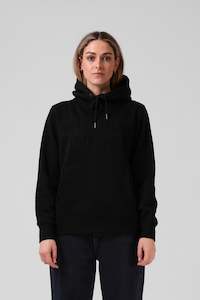 Fashion Hoodies: Emboss Print Hood - Black