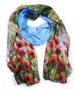 Fashion Scarves: Poppy Field Scarf - Blue