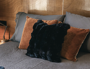 Faux Fur Cushion - Black Bear