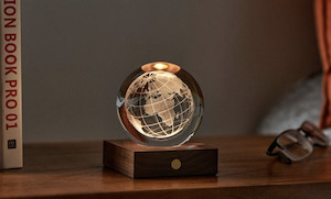 Walnut World Globe - 3D Laser Engraved LED Light