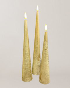 Homeware Seed Lights Led Candles: Cone Candles AA with Timer - Gold