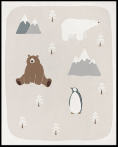 Homeware Art Sale: Nordic Mountain Friends Canvas