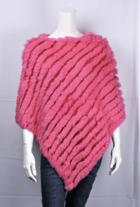 Fashion Ponchos: Rabbit Fur Poncho - Fuchsia