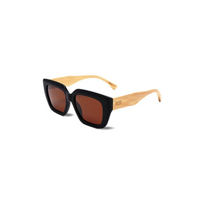 Fashion Sunglasses: Fashion Sunnies - Noode/Black with Wooden Arms
