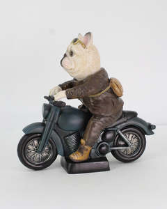 Homeware Ornaments: French Bulldog Riding A Harley Statue