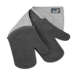 Zeal Silicone Double Oven Glove Grey Stripes