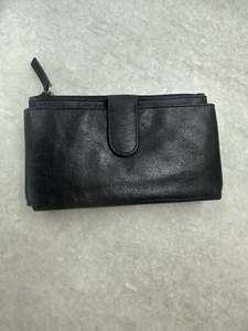 Leather Cell Phone Wallet - Black