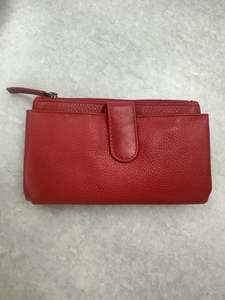 Leather Cell Phone Wallet - Red