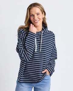 Fashion Hoodies: Rhea Hoodie - Navy/White Stripe