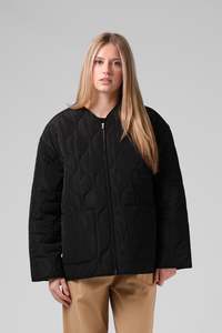 Fashion Jackets Coats Blazers: Quilted Jacket - Black