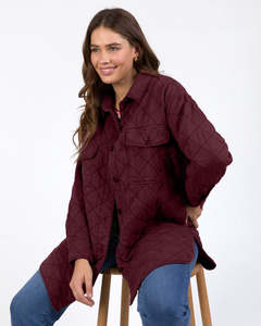Fashion Jackets Coats Blazers: Katie Quilted Shacket - Plum