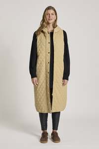 Sansi Quilted Long Vest - Dune