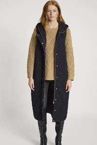 Sansi Quilted Long Vest - Black