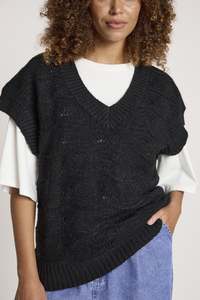 Fashion Jumpers Cardies: Orin Knit Vest - Black