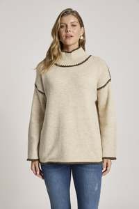 Fashion Jumpers Cardies: Orin Jumper - Dune/Olive