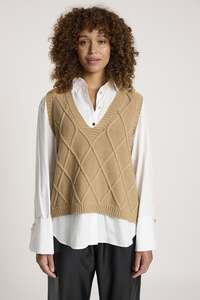 Fashion Jumpers Cardies: Liora Knit Vest - Mocha
