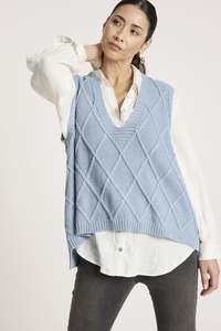 Fashion Jumpers Cardies: Liora Knit Vest - Lake