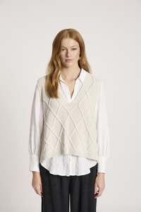 Fashion Jumpers Cardies: Liora Knit Vest - Bisque