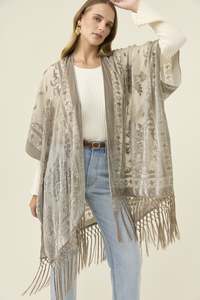 Fashion Ponchos: Navi Velvet Cape - Stone