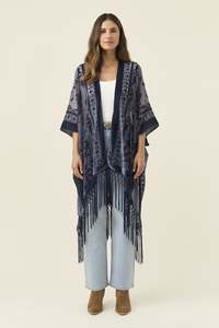 Fashion Ponchos: Navi Velvet Cape - Navy