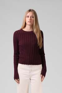 Wide Knit LS - Plum