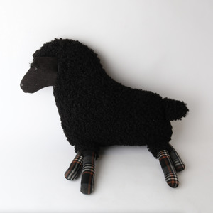 Homeware Cushions: Sheep with Tartan Legs Cushion - Black