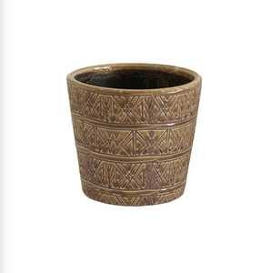 Aztec Geometric Pattern Planter - Medium
