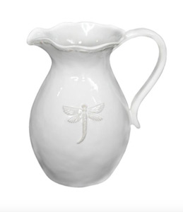 Homeware Ornaments: Dragonfly Stoneware White Jug - Large