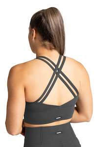 Sports Bra: Strappy Long Line Bra  - SHADOW GREY