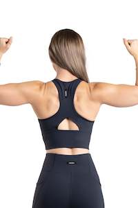 Sports Bra: Cut Out Long Line Bra - NAVY | CONTOUR