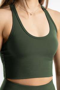 Sports Bra: PERFOMANCE LONG LINE BRA - FOREST GREEN | PERFORMA