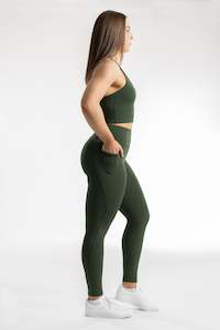 Tights With Pockets: SIDE POCKET F/L TIGHT - FOREST GREEN | PERFORMA