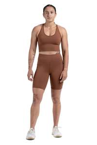 Womens Shorts: SIDE POCKET BIKE SHORT - RUST | CONTOUR