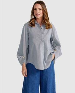 Tops: Fate & Becker | Madras Shirt | Black & White Stripe