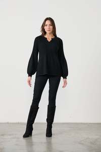 Tops: Half Rib Knit Puff Sleeve Top