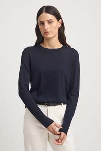Tops: Fine Merino  Crew Jumper Navy