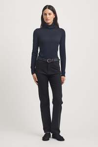 Turtle Neck Merino Tee Navy