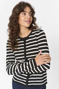 Saint Tropez | Mila Striped Cardigan | Black Striped