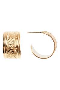 Accessories: Folie Gold Hoop Earrings - Weave / Lattice