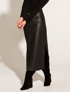 Fate & Becker | Underground Leather Midi Skirt | Black