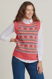 Coats Jackets: Brakeburn | Fairisle Knitted Vest | Pink