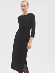 Nice Things | Knotted Viscose Dress | Black