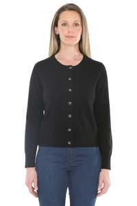 Knitwear: Button Through Cardigan Black