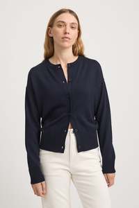 Fine Merino Cardigan French Navy