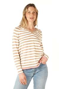 Zaket Plover: Essential Stripe V-Neck Oat