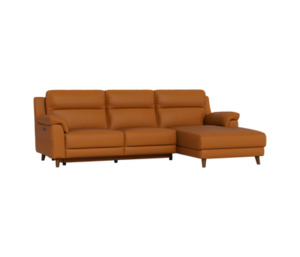 Sereno 2 Seater Power Reclining Sofa with Chaise RHF in Leather